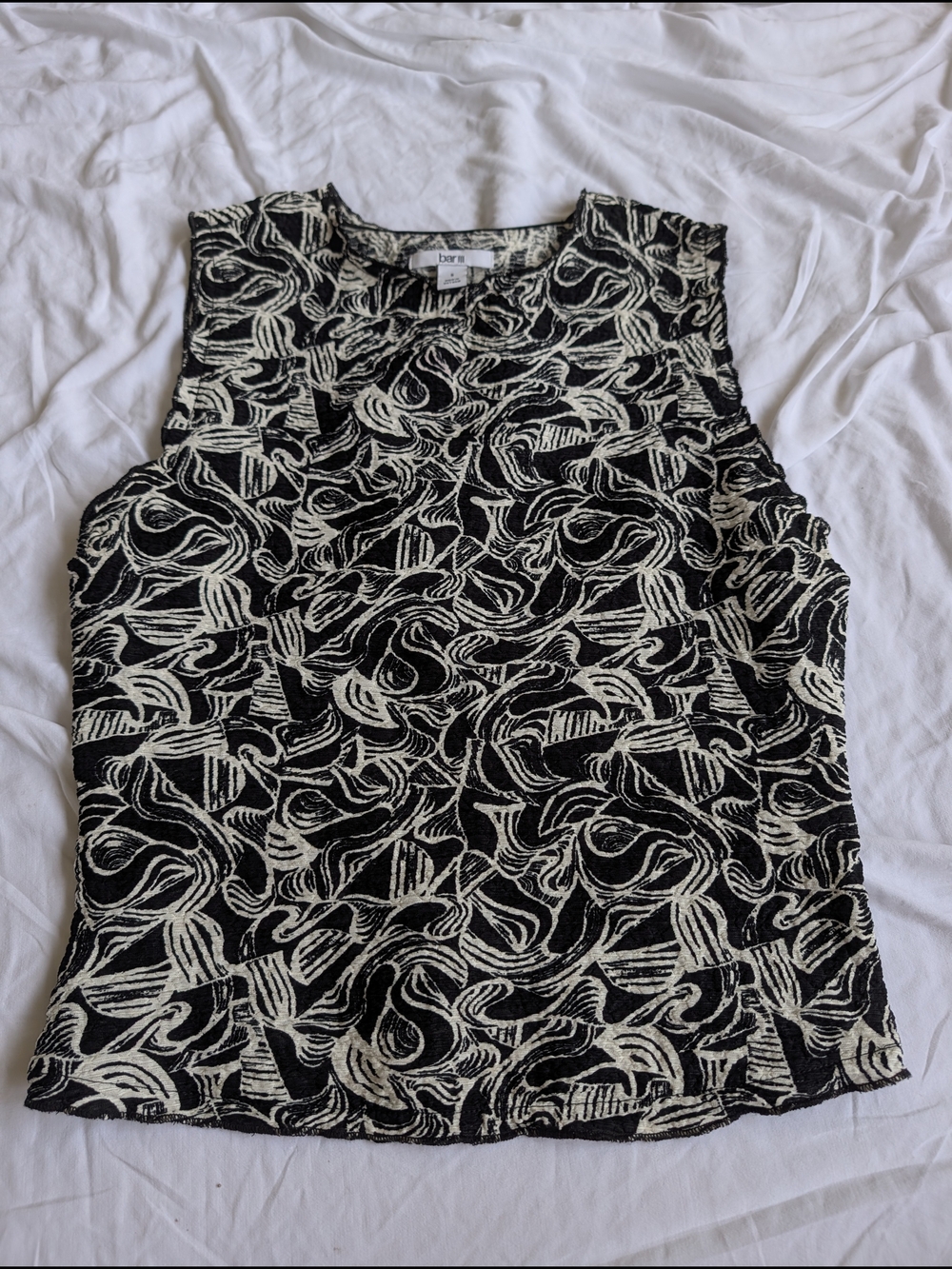 Bar III Black and White Abstract Print Tank
